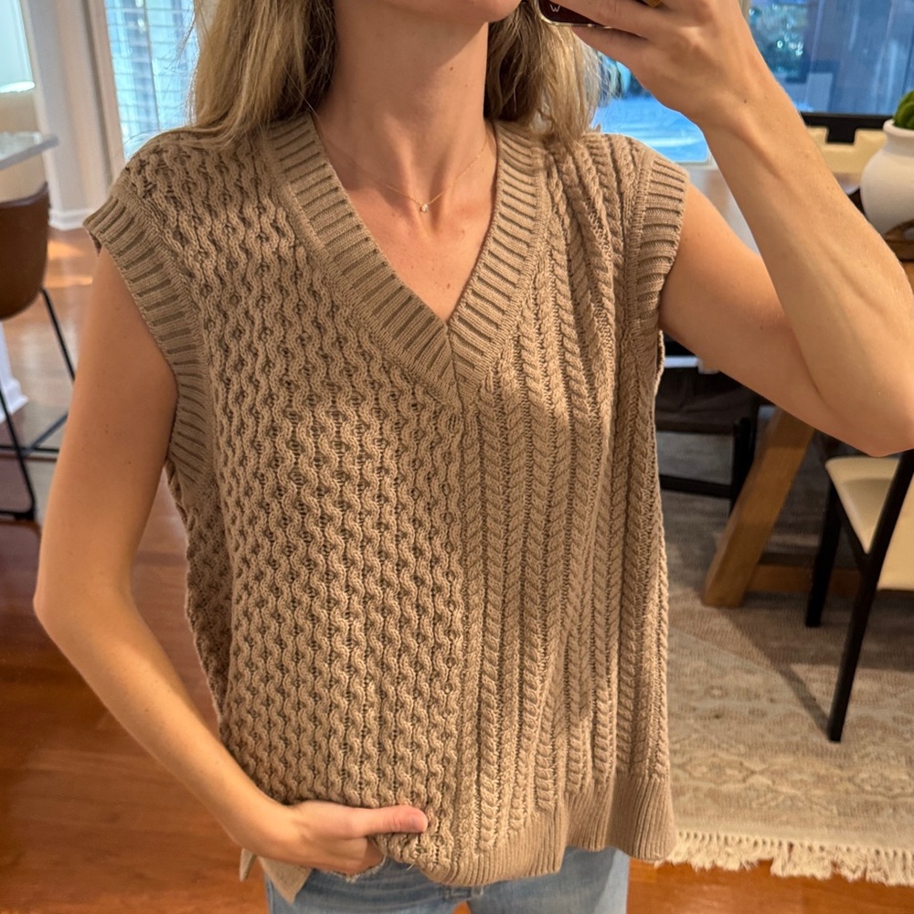 L'Academie V-Neck Tan Sweater Vest